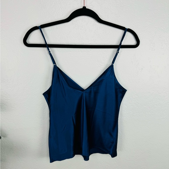 NWT Noelle Wolf Mist Silk Navy Blue Camisole - Picture 4 of 10